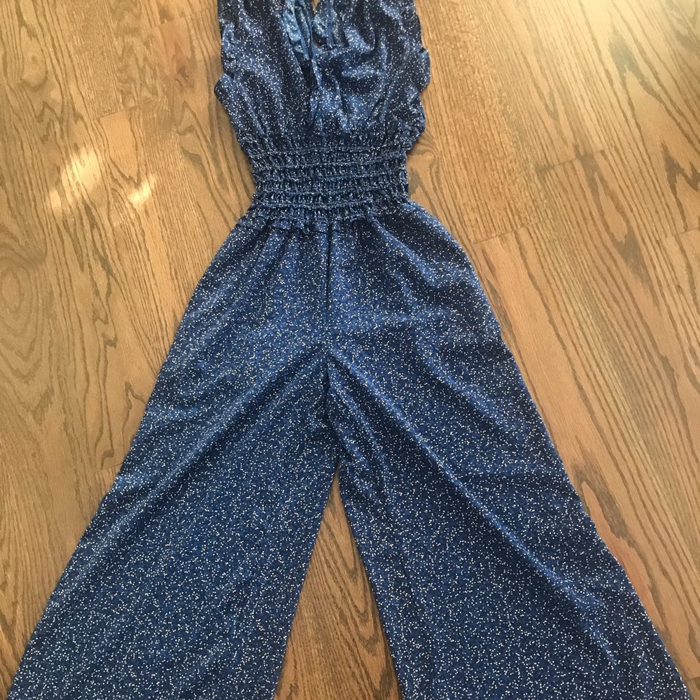 Max Studio sleeveless, smocked waist jumpsuit